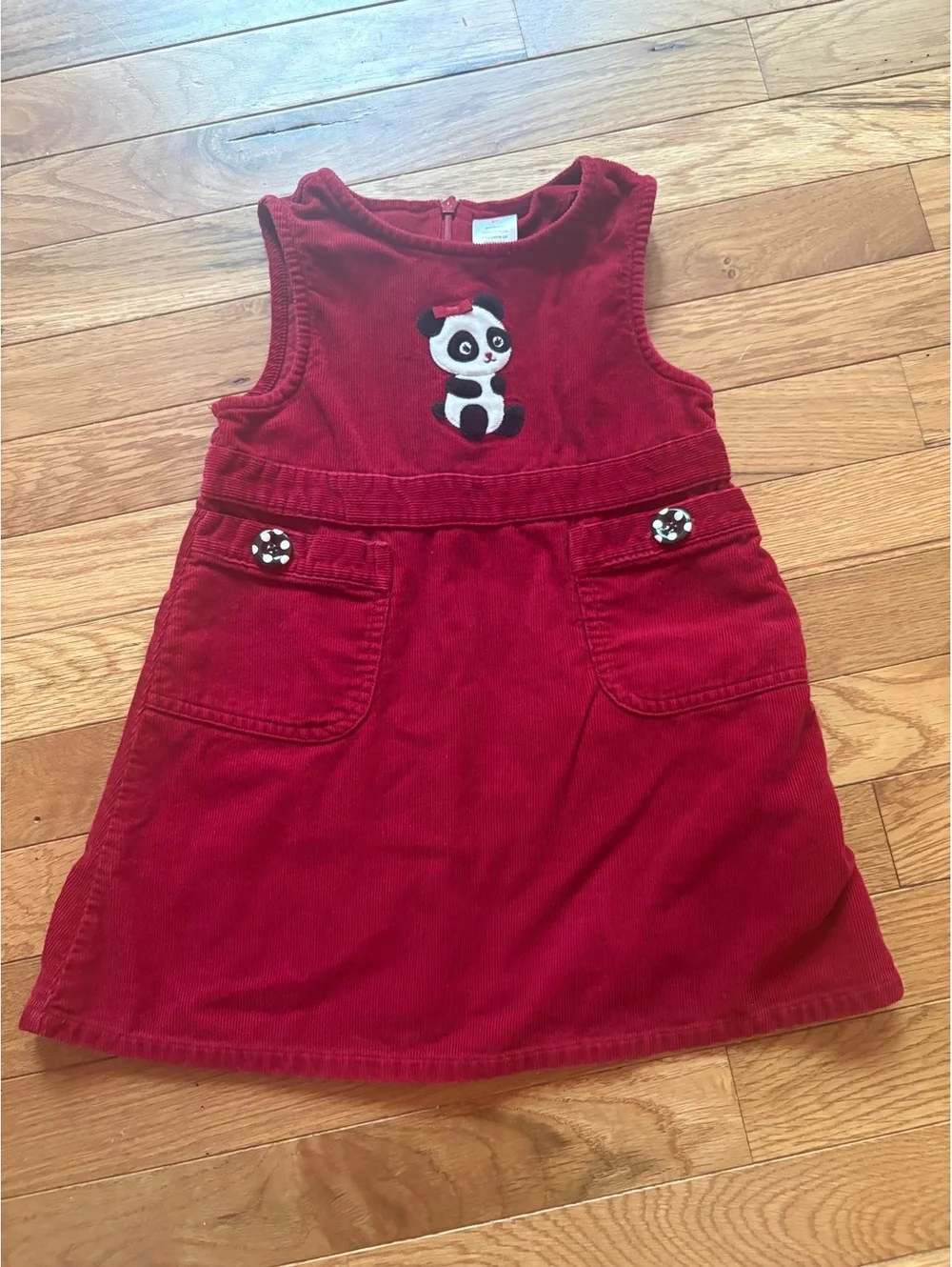 Gymboree Girls 3T Red Corduroy Dress with Panda Applique